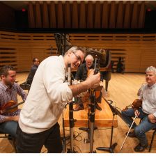 Violinist Benjamin Bowman, pianist David Louie, engineer Carl Talbot, cellist Bryan Epperson and violist Steven Dann ARC Ensemble record works by Israeli composer Paul Ben-Haim