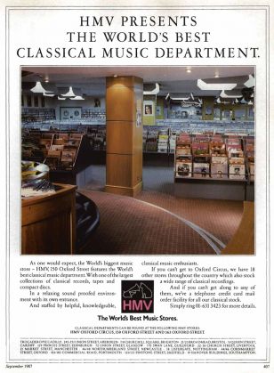 HMV's classical music department as it once was - as advertised in Gramophone's pages in September 1987 The deminse of HMV