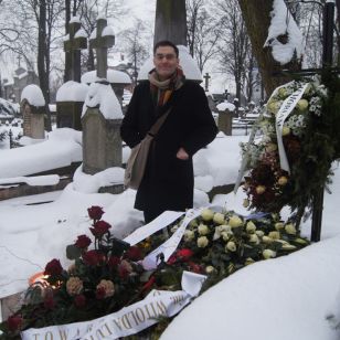 At the wintry grave of Witold Lutosławski in Warsaw Warsaw in the Winter