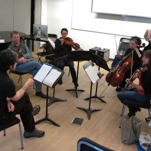 Composer John Lely rehearses with the Bozzinis (photo: Kate Molleson) Composer John Lely rehearses with the Bozzinis (photo: Kate Molleson)